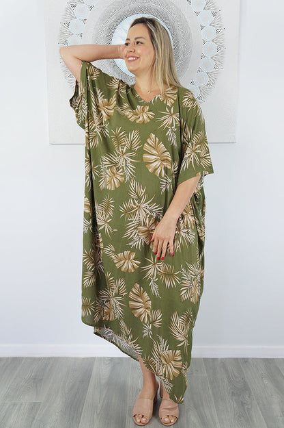 Premium Long Kaftan "Palm Madness"