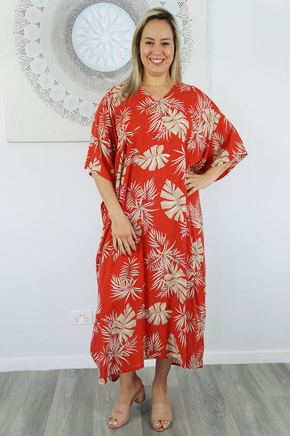 Premium Long Kaftan "Palm Madness"