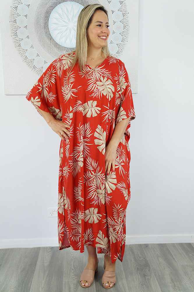 Premium Long Kaftan "Palm Madness"