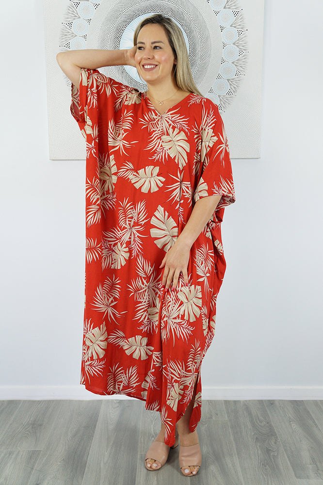 Premium Long Kaftan "Palm Madness"