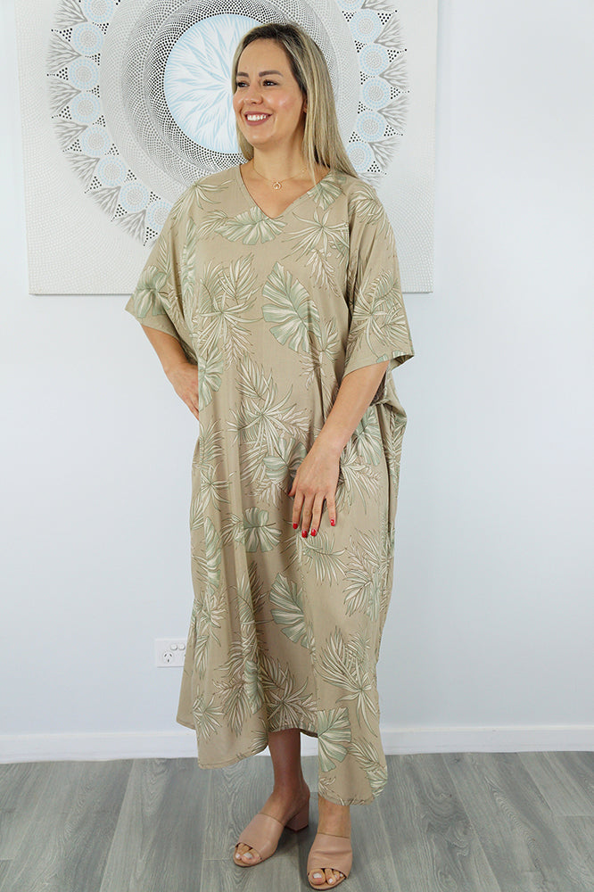 Premium Long Kaftan "Palm Madness"