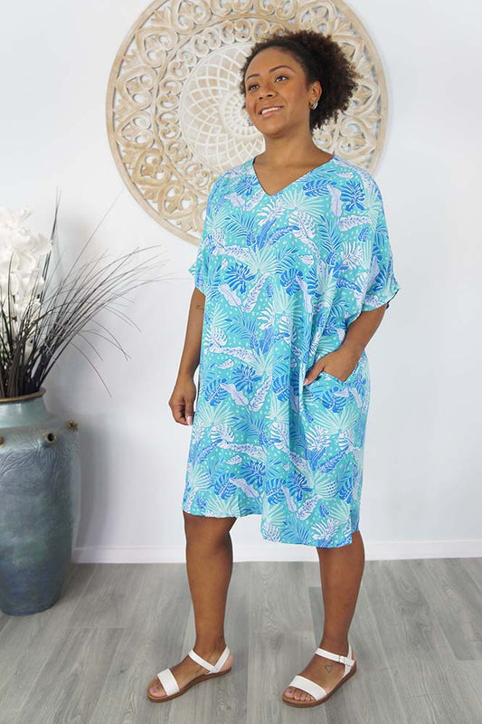 Resort Dress "Tropical Leaves"