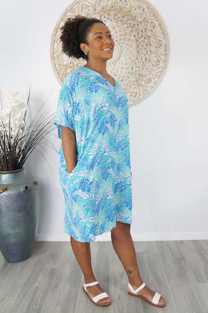 Resort Dress "Tropical Leaves"