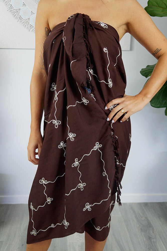 Embroidered/Sequined Plain Sarong