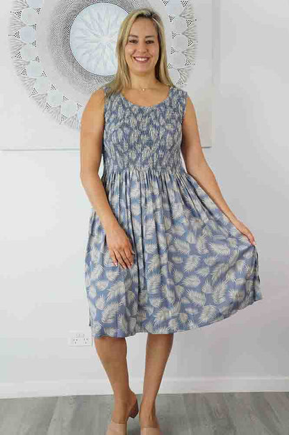 Singlet Smock Dress "Fern" print