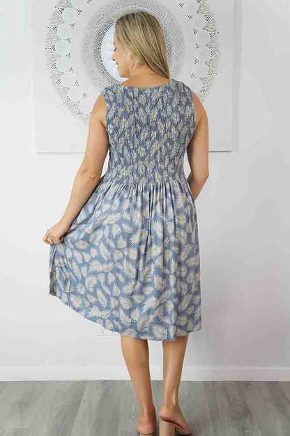 Singlet Smock Dress "Fern" print