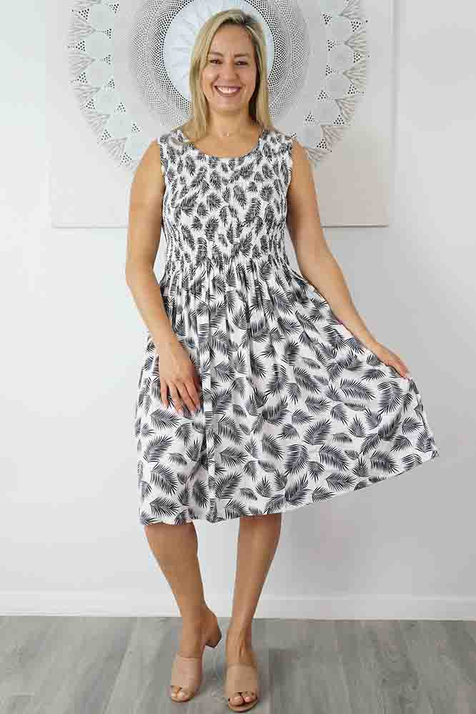 Singlet Smock Dress "Fern" print