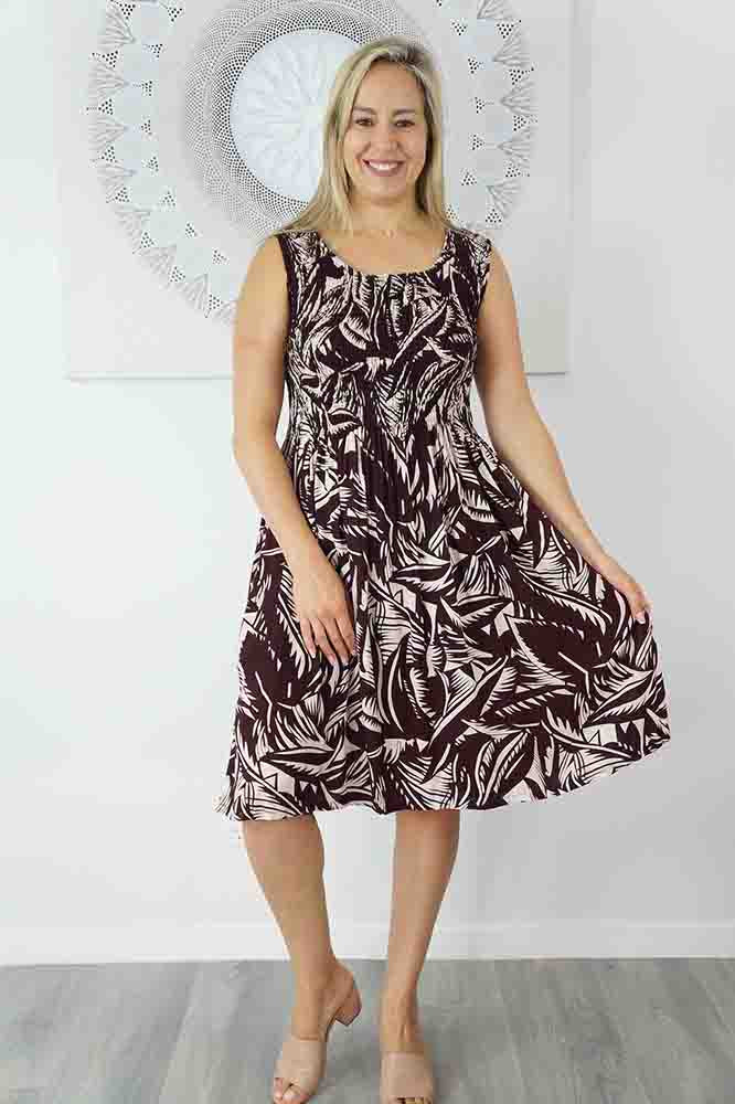 Singlet Smock Dress "Leafy"