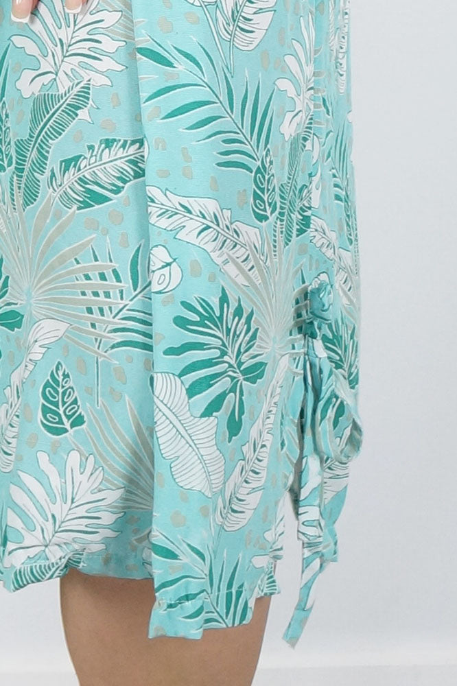 Smock Dress "Tropical Leaves"