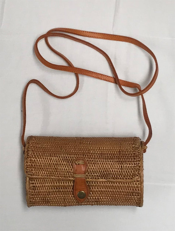 Rectangle Woven Rattan Bag (approx 15cm long)